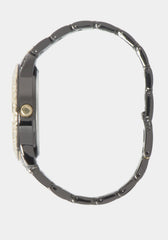 Gun Metal Smooth Dial Crystal Bezel Watch