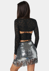 Lace Shrug And Sequins Cami