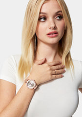 Rose Gold Crystal Bezel Logo Watch
