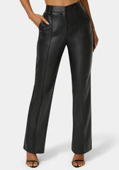 High Waist Vegan Leather Fit & Flare Pant