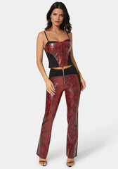 High Waist Snake Skin Mini Flare Pant