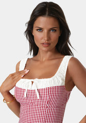 Gingham Front Tie Top