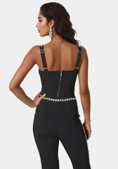 Rhinestone Detail Woven Twill Corset