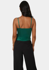 Satin Rhinestone Buckle Corset Top