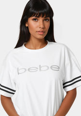 Curved Hem Active Top With Glitter Logo