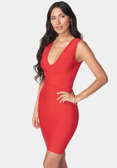 Double V Mini Bandage Dress