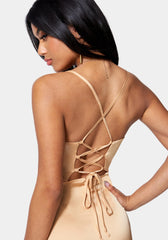 Strappy Satin Midi Dress