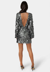 Beaded Dolman Sleeve Mini Dress