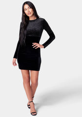 Color Block Bodycon Velvet Dress