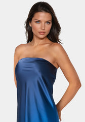 Ombre Satin Strapless Maxi Dress
