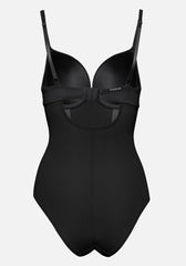 Microfiber and Mesh Detail Shaping Bodysuit