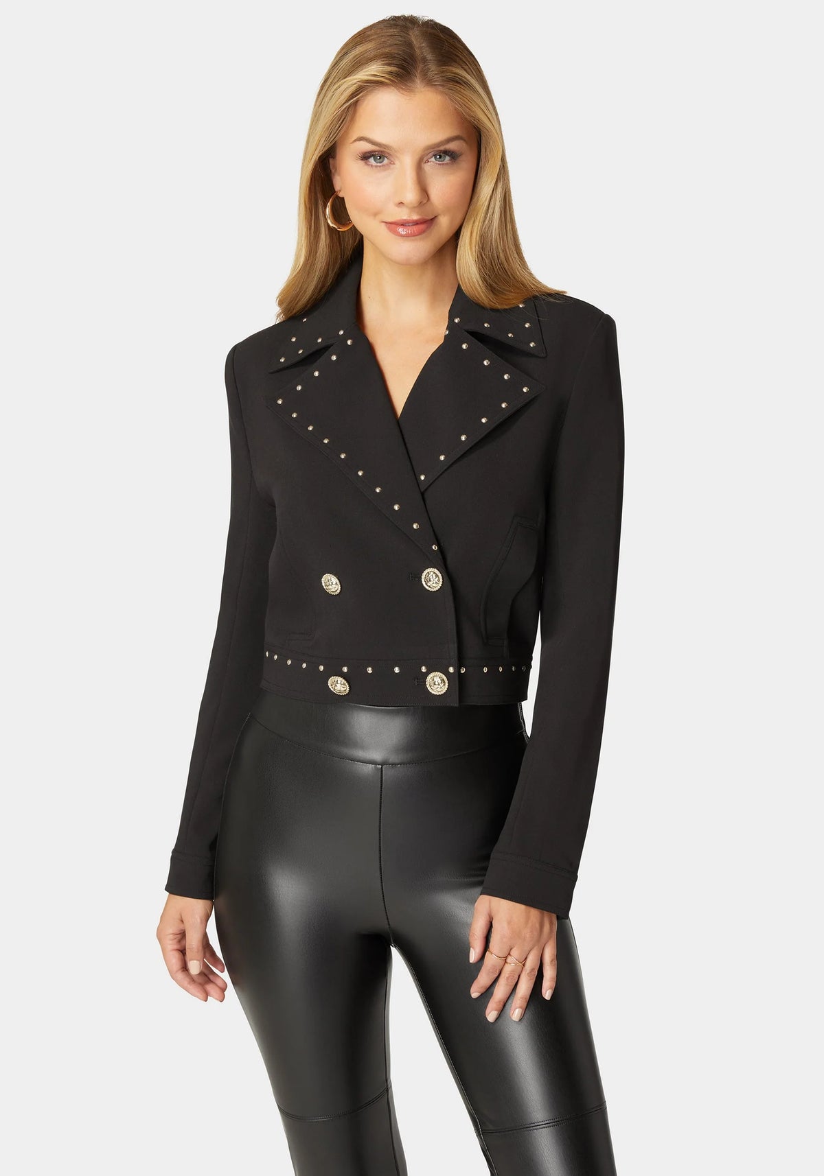 Studded Woven Twill Blazer