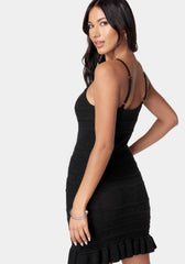 Pointelle Crochet Mini Halter Dress