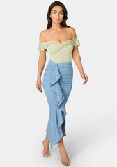 Front Cascade Tencel Midi Skirt