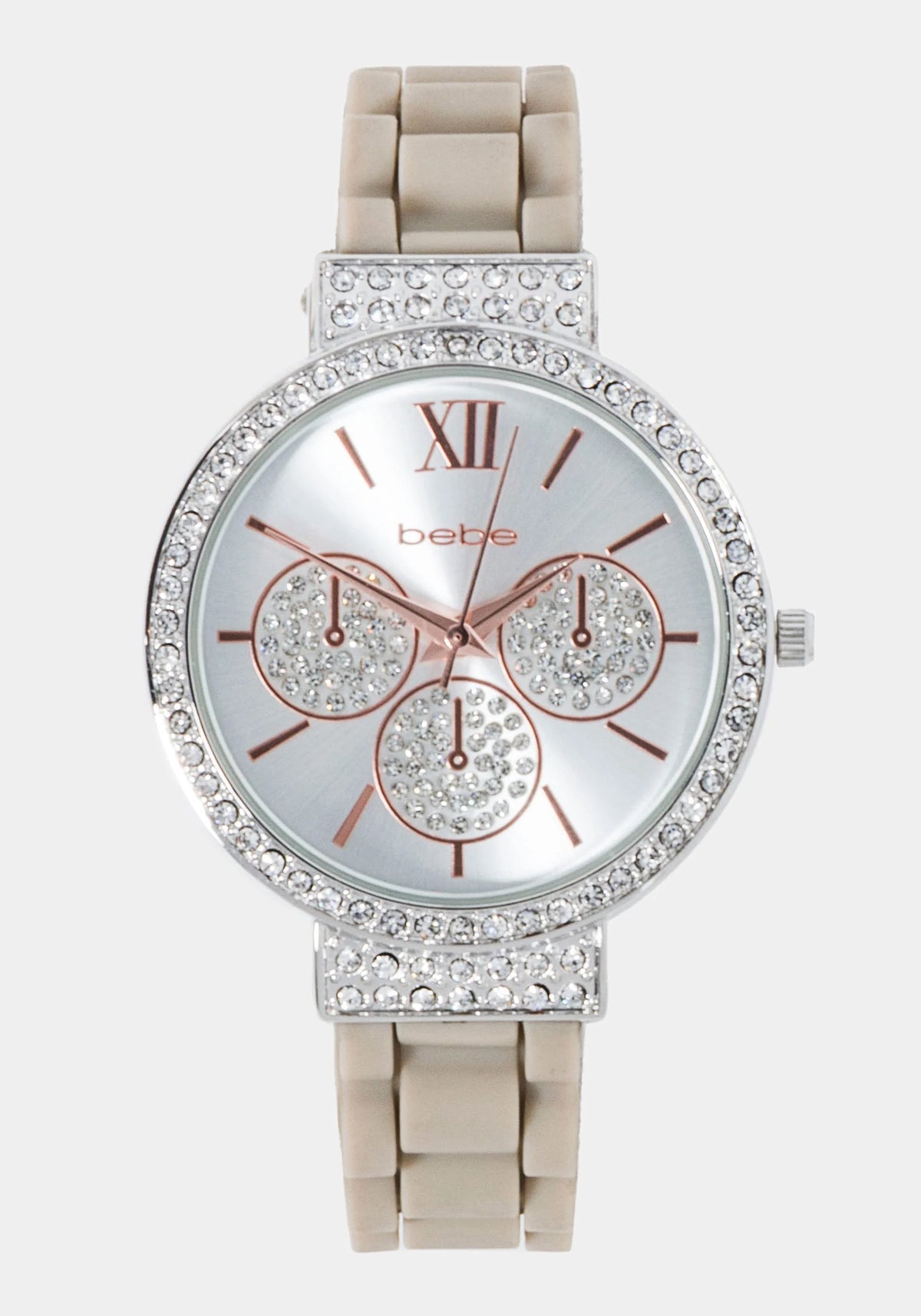 Taupe Crystal Bezel Roman Numeral Watch