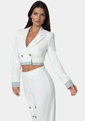 Cropped Eyelet Blazer