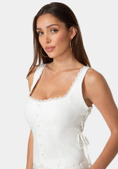 Lace Up Linen Top