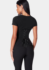 Embellished Peplum Corset Top