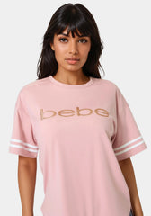 Curved Hem Active Top With Glitter Logo