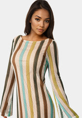 Striple Long Sleeve Slim Dress