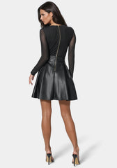 Faux Leather Flare Dress