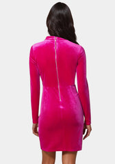 Beaded Sash Velvet Mini Dress