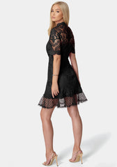 Flounce Lace Mini Dress