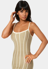 Striple Knit Bodycon Midi Dress