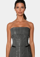 Stripe Sequins Strapless Corset