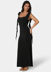 Cascade Ruffle Knit Slip Maxi Dress