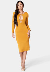Open Neck Midi Dress