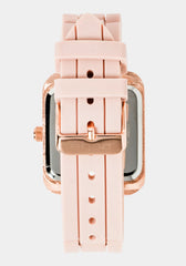 Rose Gold Square Crystal Bezel Roman Numeral Watch