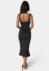 Scuba Bustier Ruffle Wrap Dress
