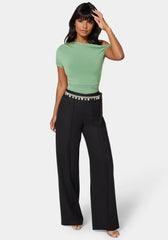 High Waist Linen Straight Leg Pant
