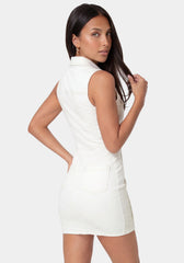 Fitted White Denim Dress