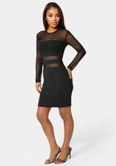 Illusion Mesh Mini Dress