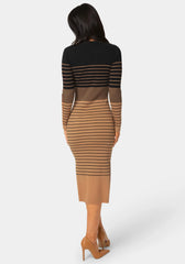 Stripe Rib Long Sleeve Maxi Dress