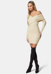Asymmetrical Off Shoulder Sweater Dress