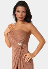 Strapless Twist Waist Maxi Dress