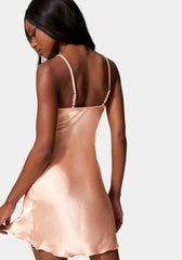 Satin Cowl Neck Slip Mini Dress
