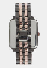 Gun Metal Smooth Dial Crystal Bezel Watch