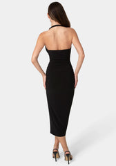 Sash Detail Cowl Neck Knit Dress