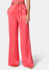 High Waist Side Tie Detail Palazzo Pant