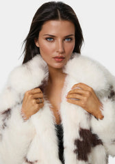 Faux Fur Animal Print Short Jacket