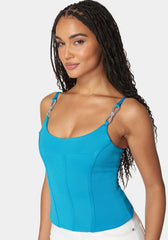 Scoop Neck Jewel Strap Bustier Knit Top