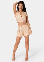 High Waist Pleated Short