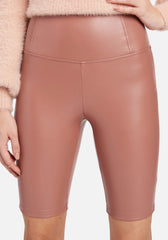 High Waist Vegan Leather Biker Short