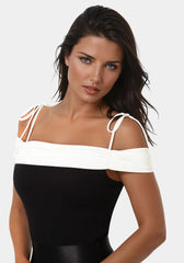 Off Shoulder Bow Tie Top