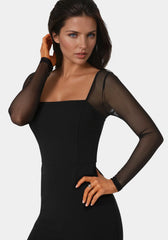 Scuba Mesh Square Neck Jumpsuit