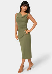 One Shoulder Trim Strap Midi Dress